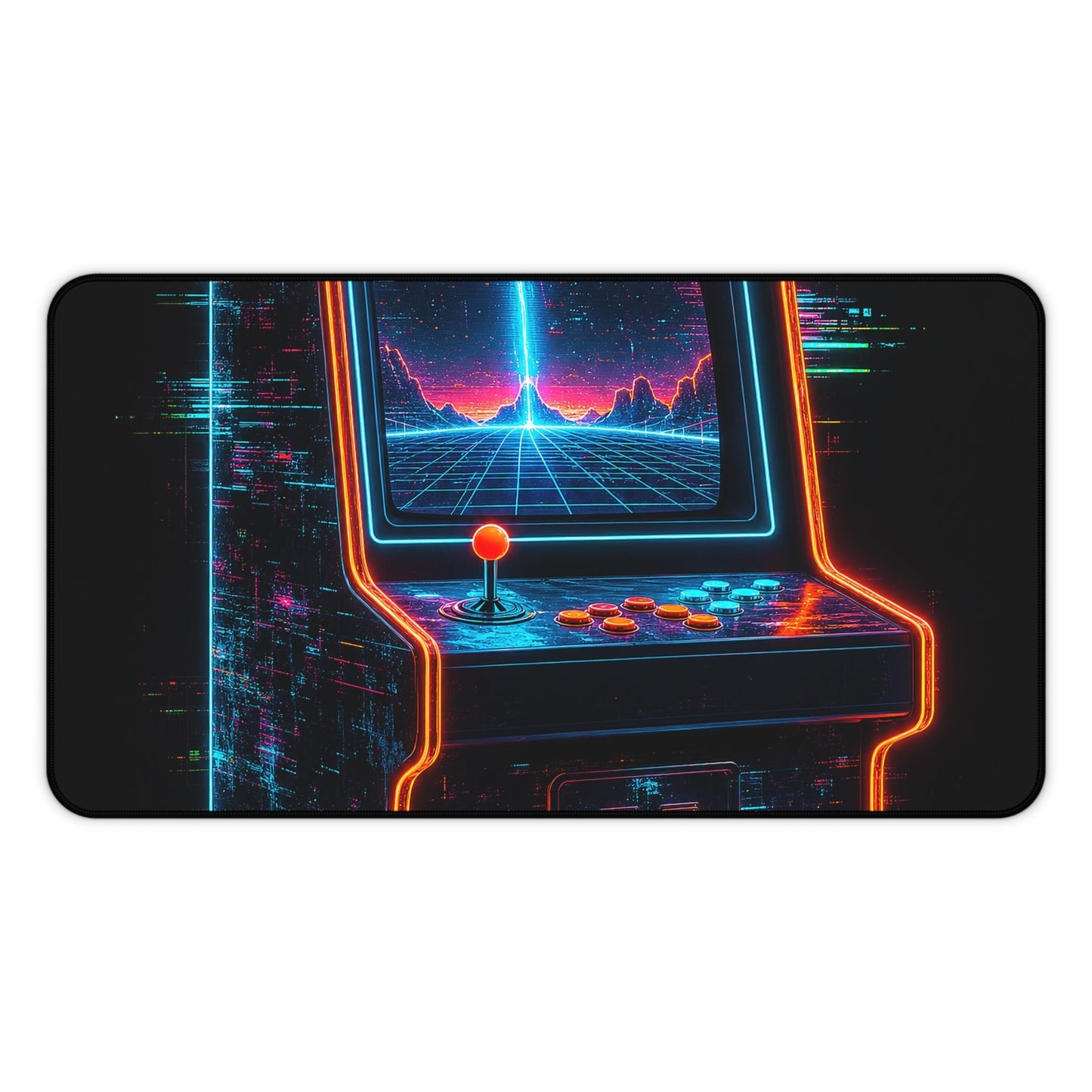 Retro Arcade Cabinet Glowing In The Dark - Gaming Culture Gaming Desk Mat - Moikas