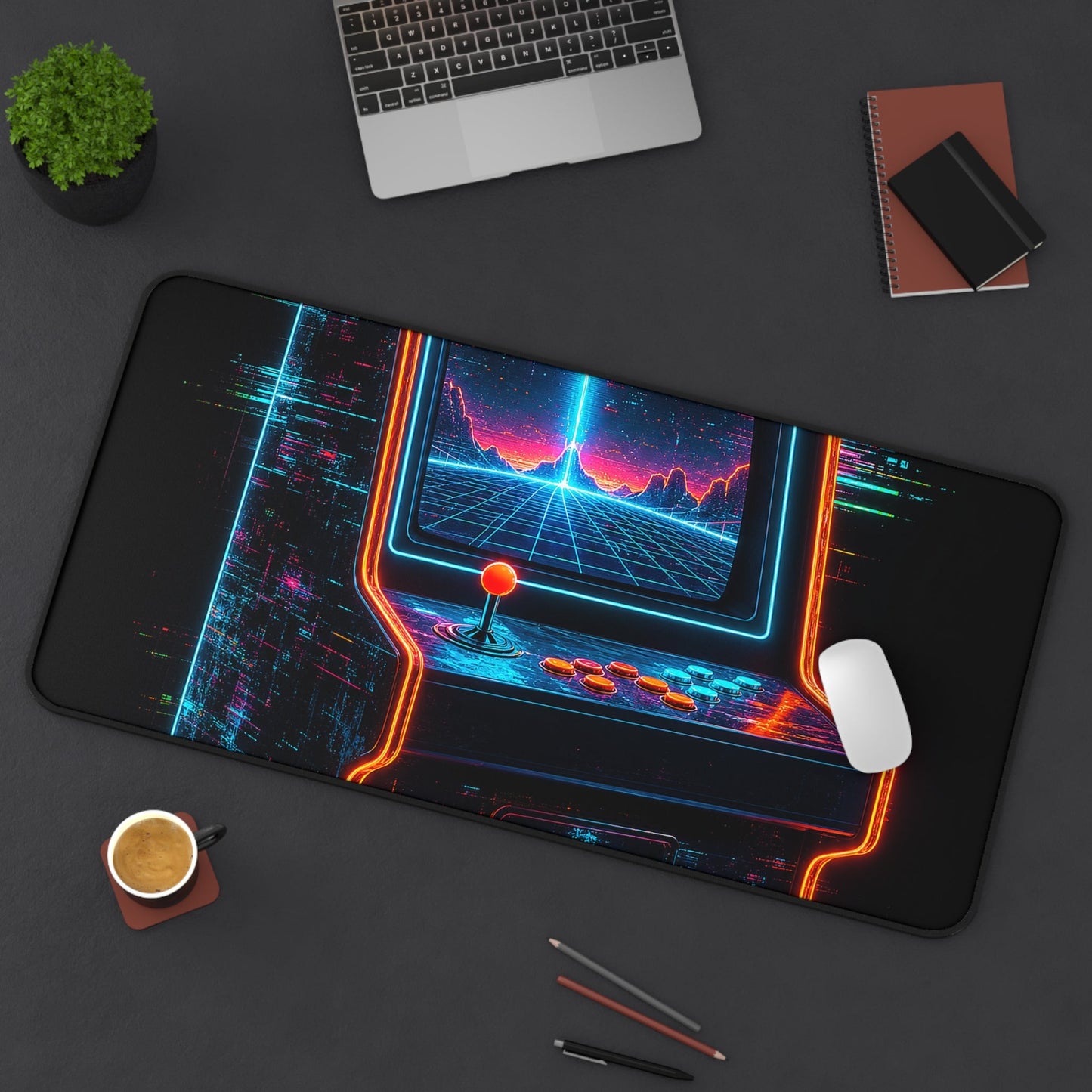 Retro Arcade Cabinet Glowing In The Dark - Gaming Culture Gaming Desk Mat - Moikas