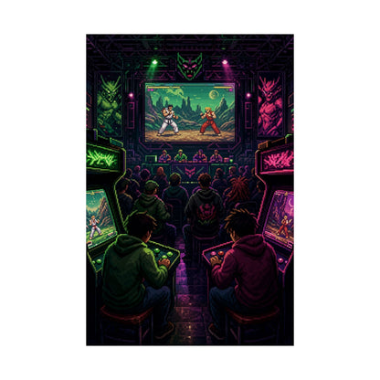 Retro Arcade Tournament Scene - Gaming Culture Art Print (Matte Poster) - Moikas
