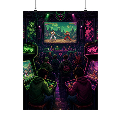 Retro Arcade Tournament Scene - Gaming Culture Art Print (Matte Poster) - Moikas