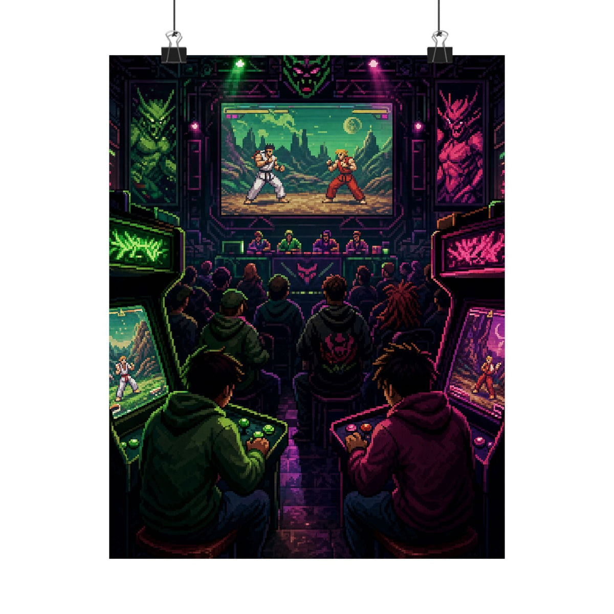 Retro Arcade Tournament Scene - Gaming Culture Art Print (Matte Poster) - Moikas