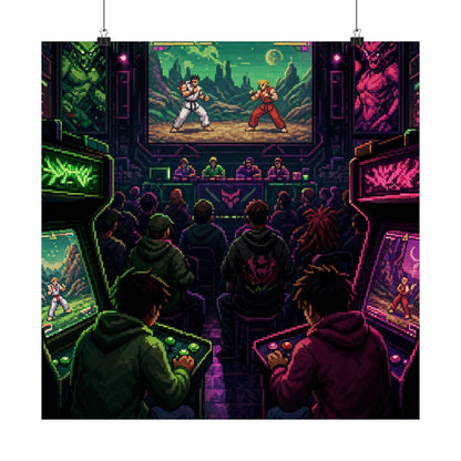 Retro Arcade Tournament Scene - Gaming Culture Art Print (Matte Poster) - Moikas