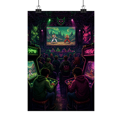 Retro Arcade Tournament Scene - Gaming Culture Art Print (Matte Poster) - Moikas
