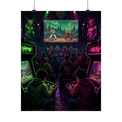 Retro Arcade Tournament Scene - Gaming Culture Art Print (Matte Poster) - Moikas