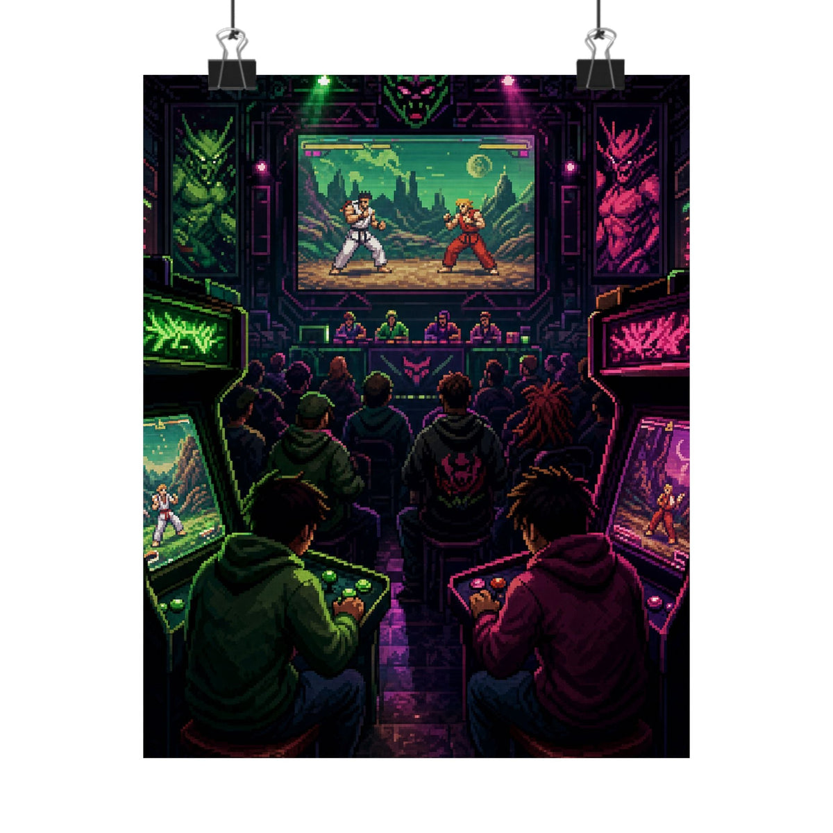 Retro Arcade Tournament Scene - Gaming Culture Art Print (Matte Poster) - Moikas