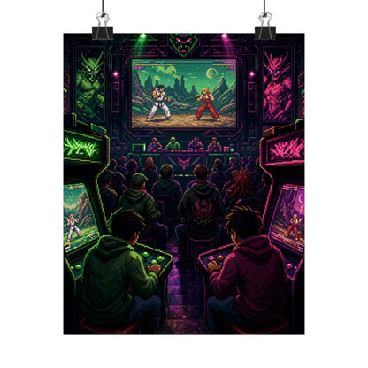 Retro Arcade Tournament Scene - Gaming Culture Art Print (Matte Poster) - Moikas