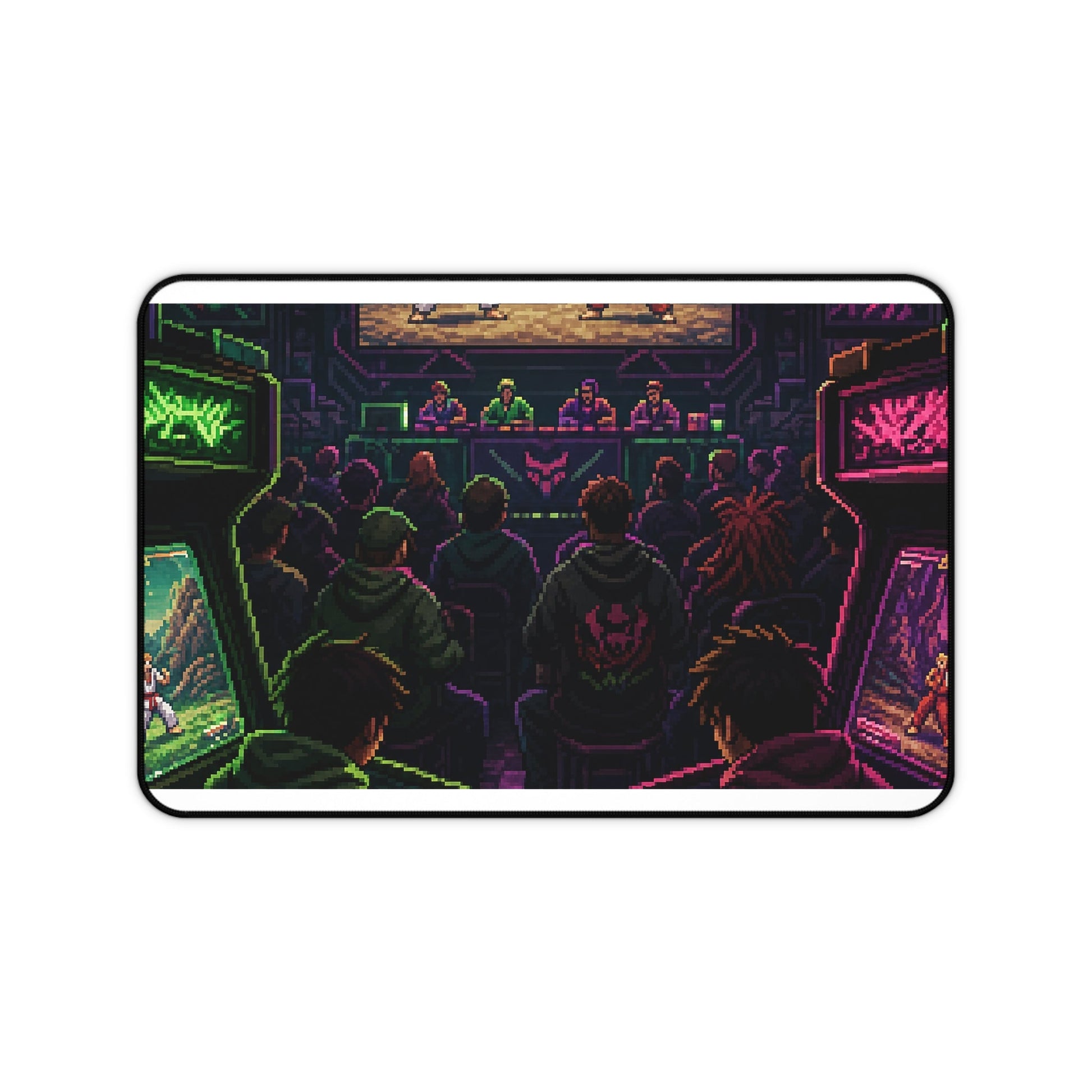 Retro Arcade Tournament Scene - Gaming Culture Gaming Desk Mat - Moikas
