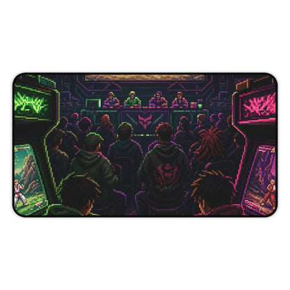 Retro Arcade Tournament Scene - Gaming Culture Gaming Desk Mat - Moikas