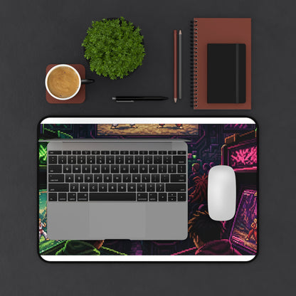 Retro Arcade Tournament Scene - Gaming Culture Gaming Desk Mat - Moikas