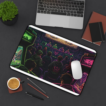 Retro Arcade Tournament Scene - Gaming Culture Gaming Desk Mat - Moikas