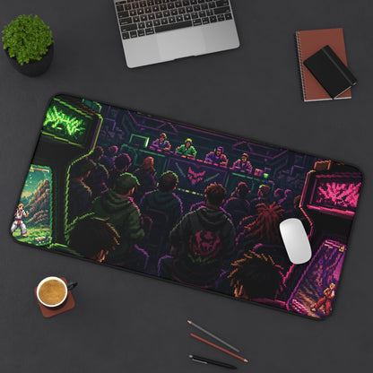 Retro Arcade Tournament Scene - Gaming Culture Gaming Desk Mat - Moikas