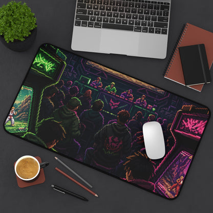Retro Arcade Tournament Scene - Gaming Culture Gaming Desk Mat - Moikas