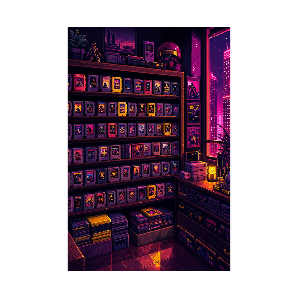 Retro Game Cartridge Collection - Gaming Culture Art Print (Matte Poster) - Moikas