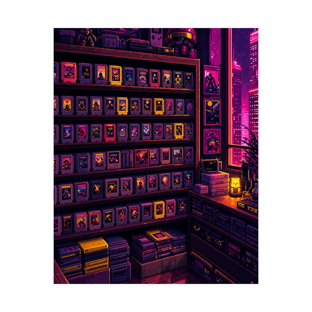 Retro Game Cartridge Collection - Gaming Culture Art Print (Matte Poster) - Moikas