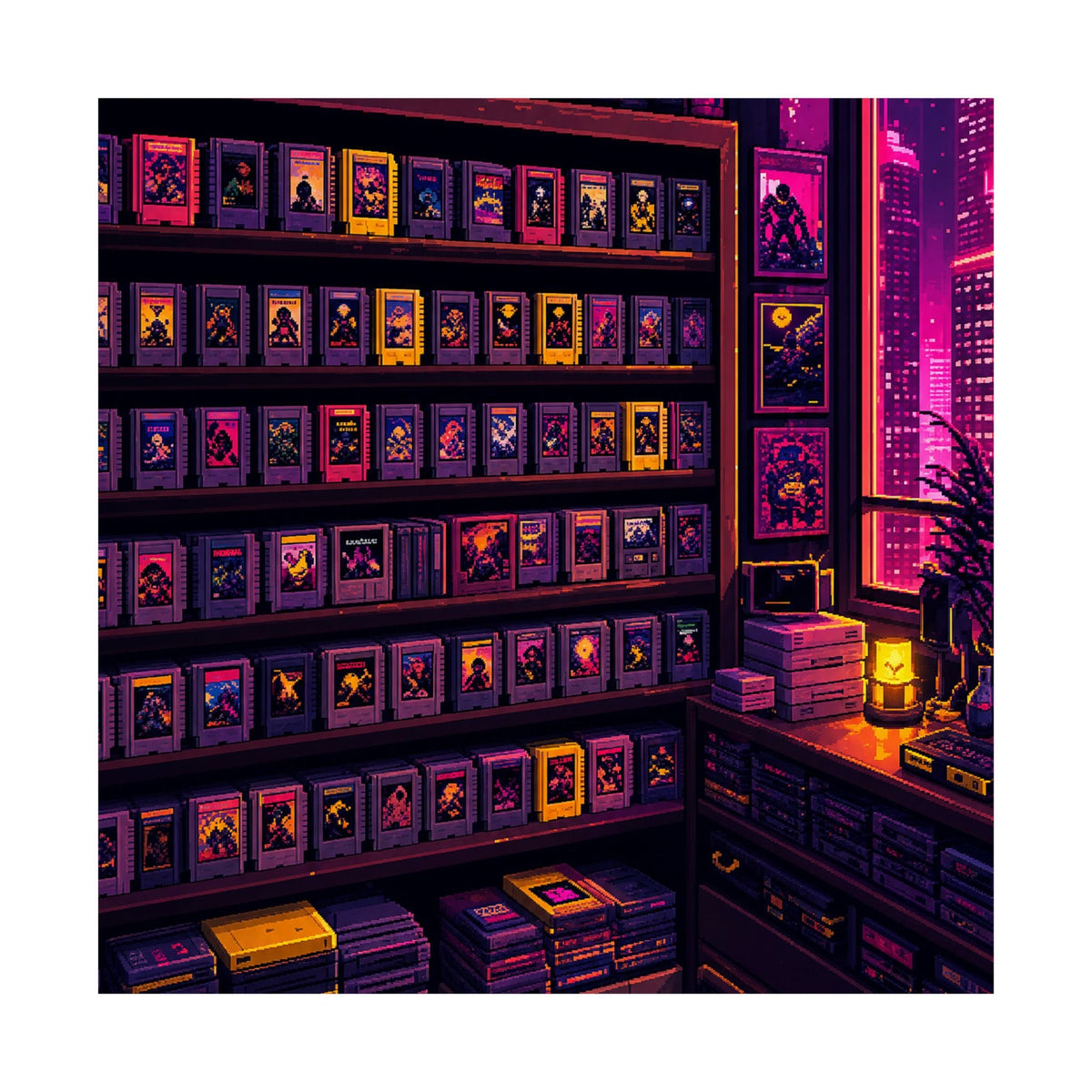 Retro Game Cartridge Collection - Gaming Culture Art Print (Matte Poster) - Moikas