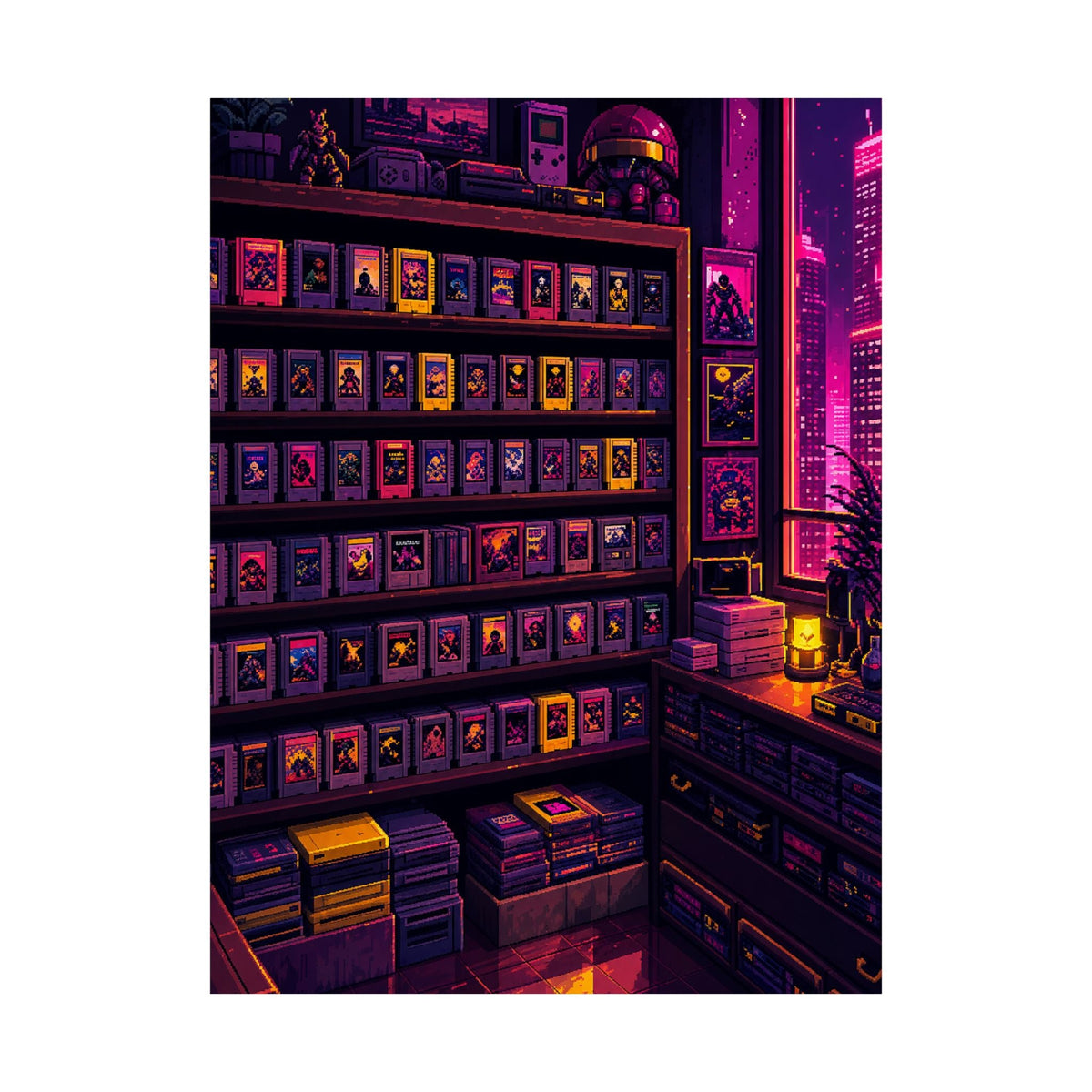 Retro Game Cartridge Collection - Gaming Culture Art Print (Matte Poster) - Moikas