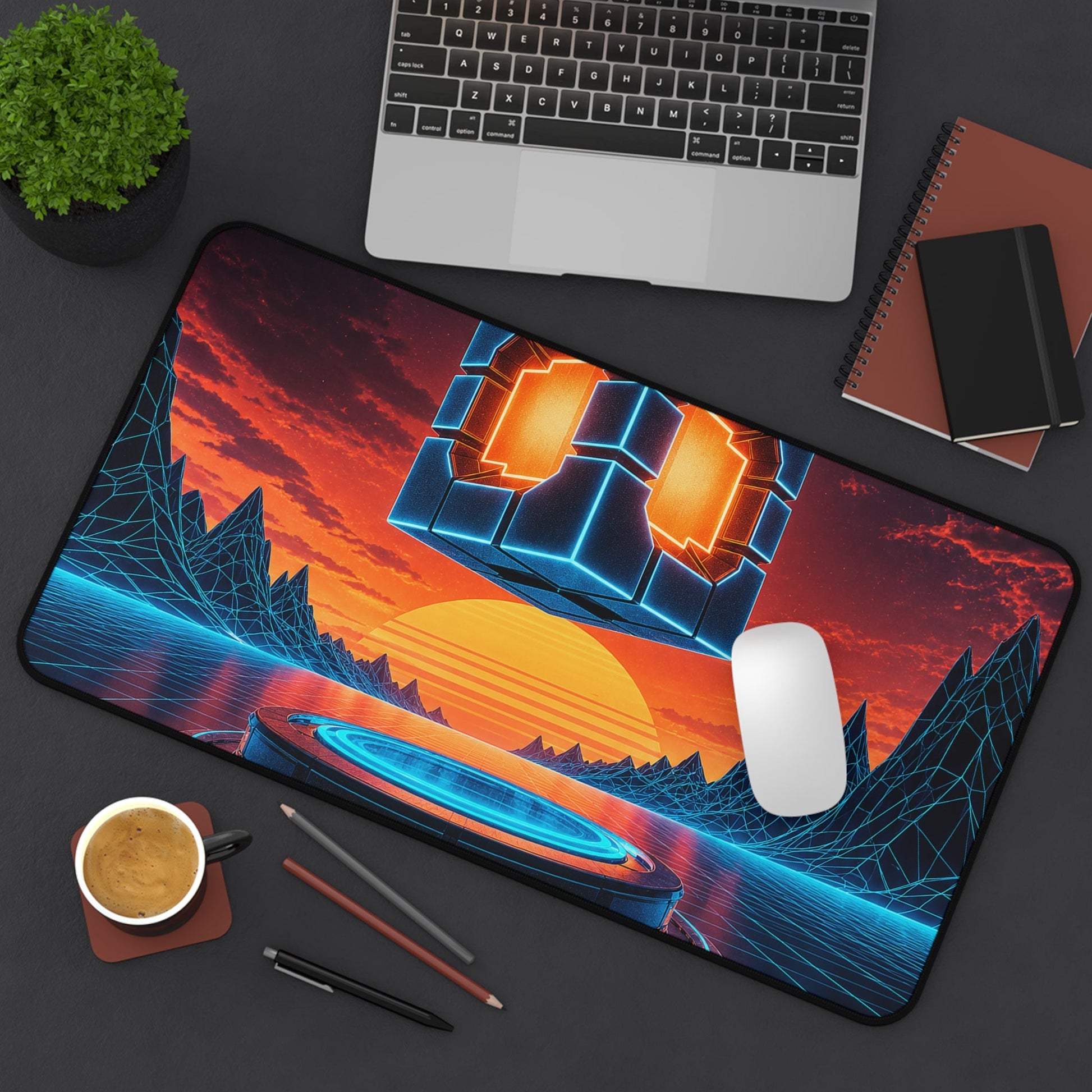 Retro Power-Up Floating - Gaming Culture Gaming Desk Mat - Moikas