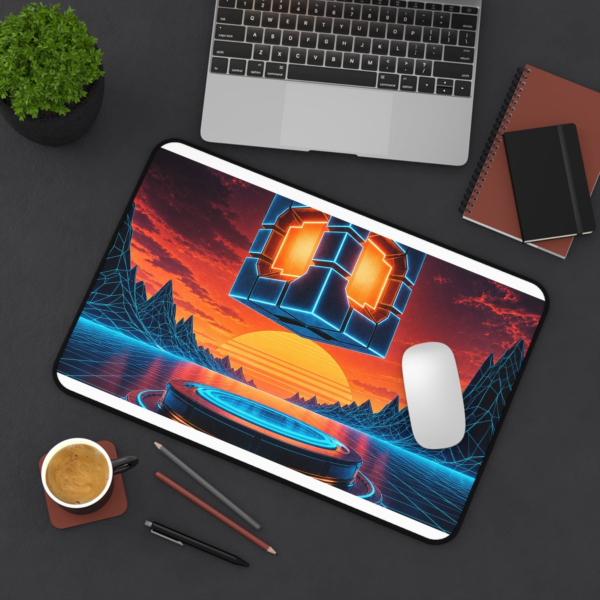 Retro Power-Up Floating - Gaming Culture Gaming Desk Mat - Moikas
