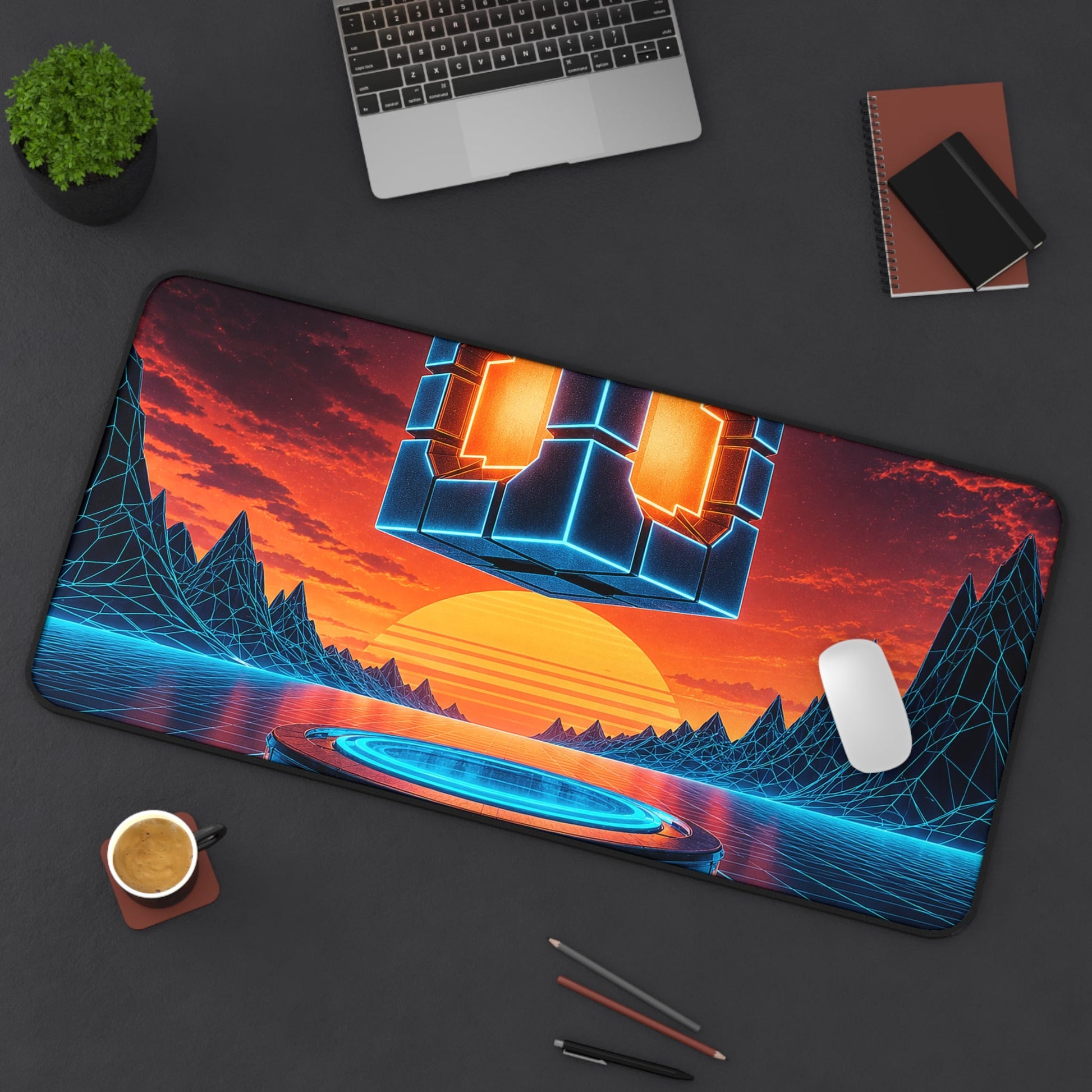 Retro Power-Up Floating - Gaming Culture Gaming Desk Mat - Moikas