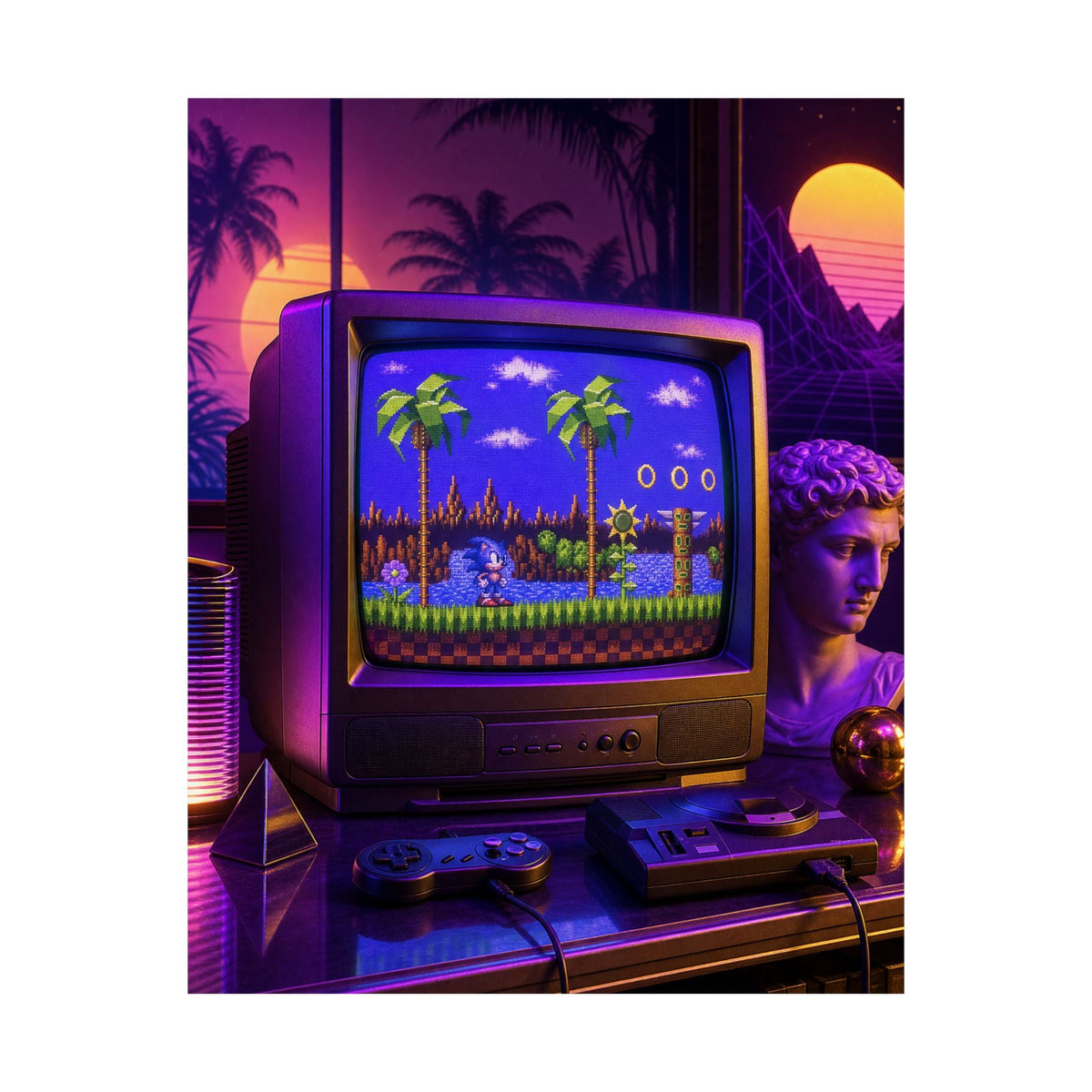 Retro Tv Playing Classic Game - Gaming Culture Art Print (Matte Poster) - Moikas