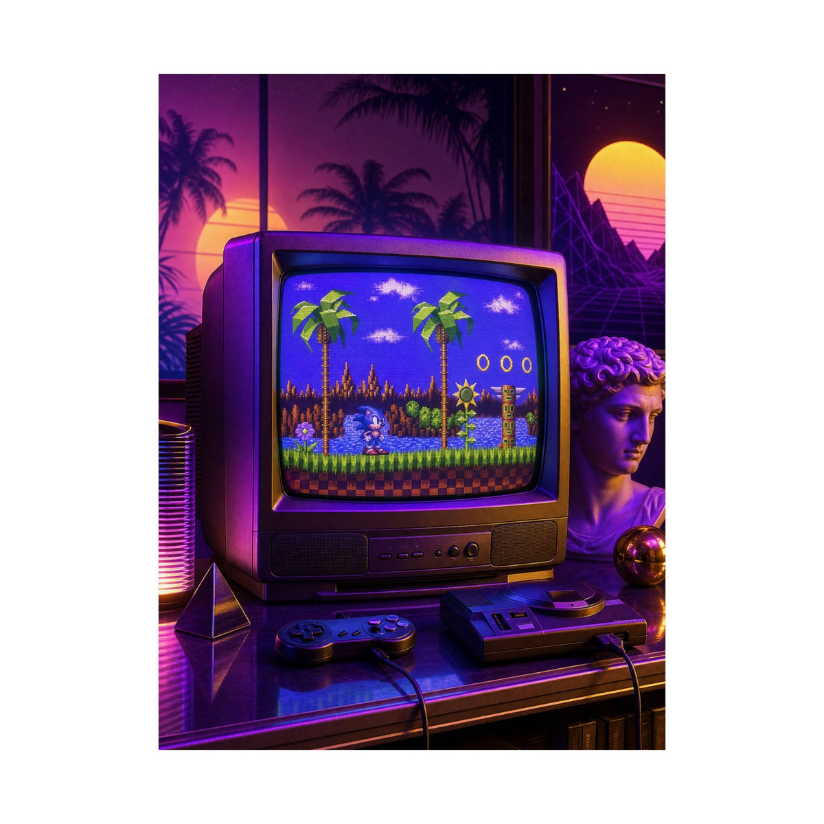 Retro Tv Playing Classic Game - Gaming Culture Art Print (Matte Poster) - Moikas