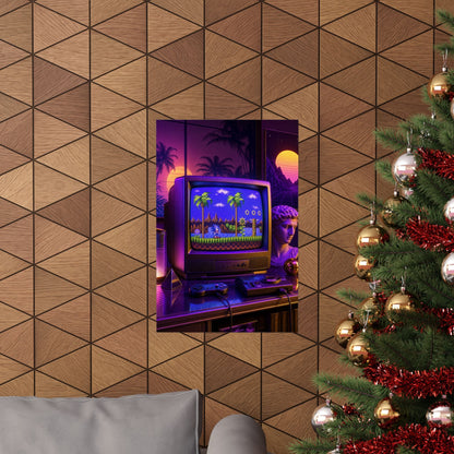 Retro Tv Playing Classic Game - Gaming Culture Art Print (Matte Poster) - Moikas