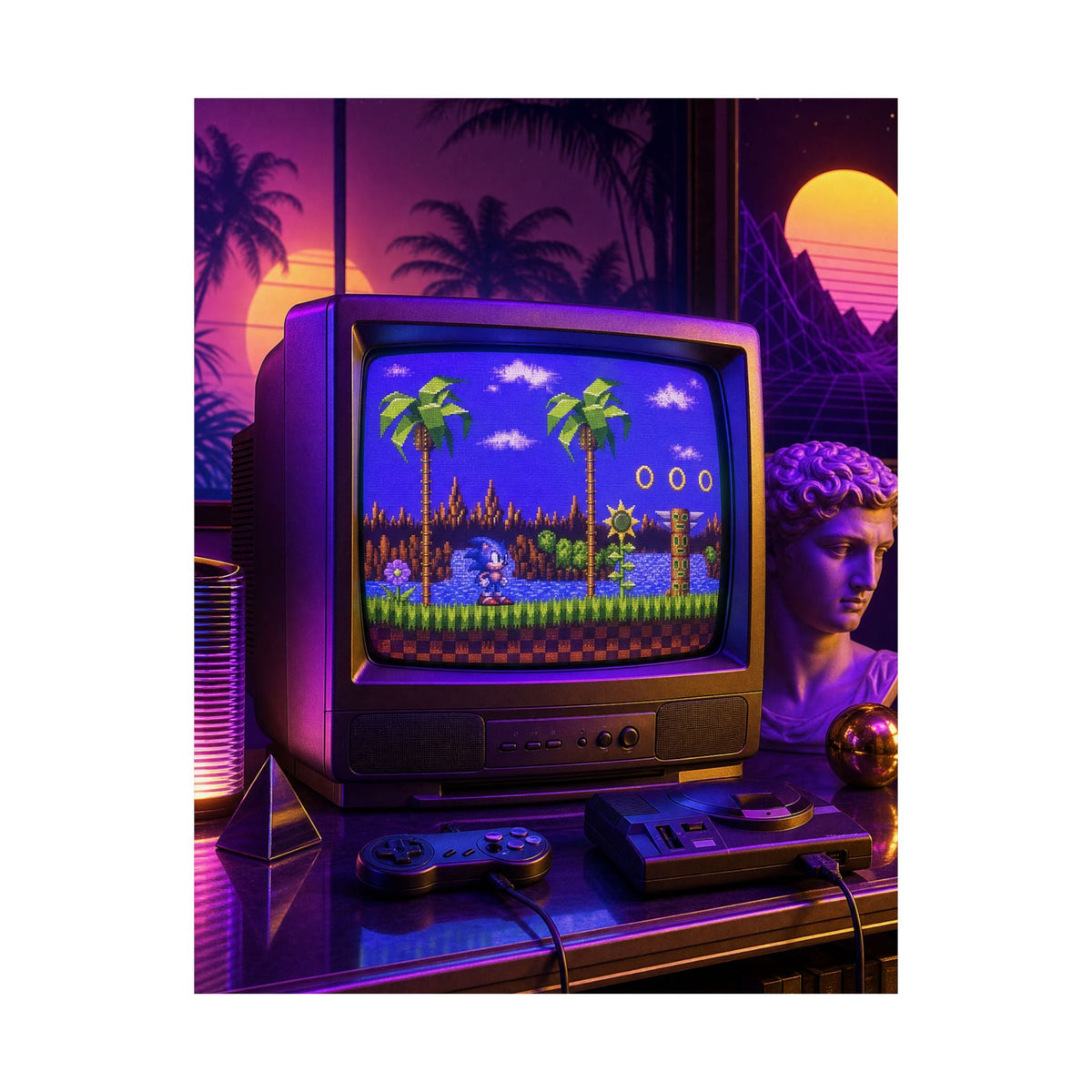 Retro Tv Playing Classic Game - Gaming Culture Art Print (Matte Poster) - Moikas