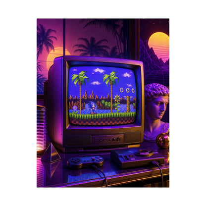 Retro Tv Playing Classic Game - Gaming Culture Art Print (Matte Poster) - Moikas