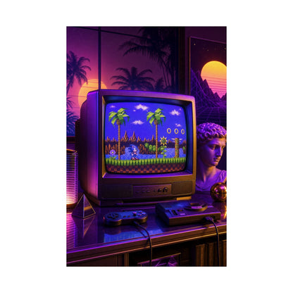 Retro Tv Playing Classic Game - Gaming Culture Art Print (Matte Poster) - Moikas
