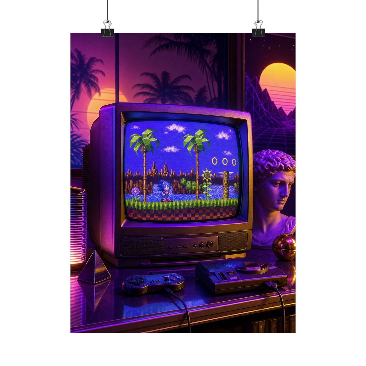 Retro Tv Playing Classic Game - Gaming Culture Art Print (Matte Poster) - Moikas