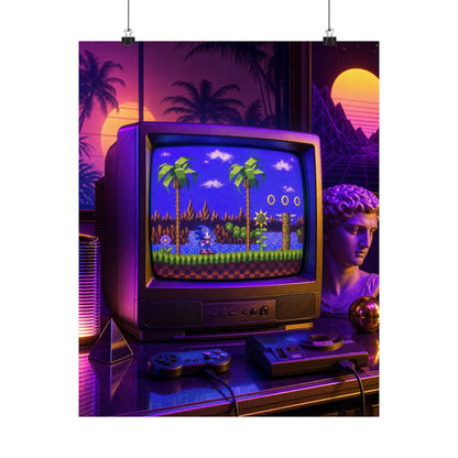 Retro Tv Playing Classic Game - Gaming Culture Art Print (Matte Poster) - Moikas