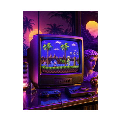 Retro Tv Playing Classic Game - Gaming Culture Art Print (Matte Poster) - Moikas
