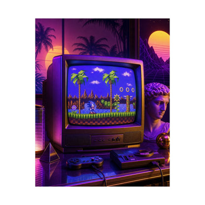 Retro Tv Playing Classic Game - Gaming Culture Art Print (Matte Poster) - Moikas