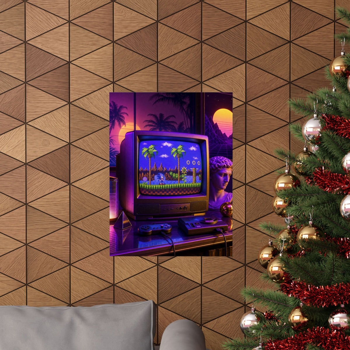 Retro Tv Playing Classic Game - Gaming Culture Art Print (Matte Poster) - Moikas
