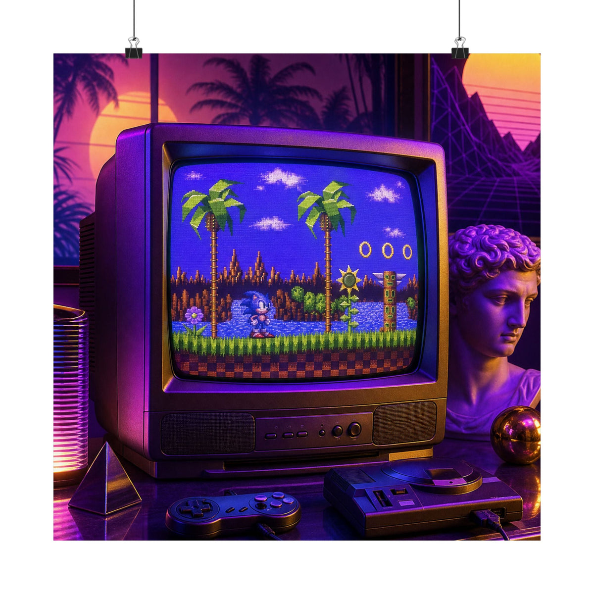 Retro Tv Playing Classic Game - Gaming Culture Art Print (Matte Poster) - Moikas