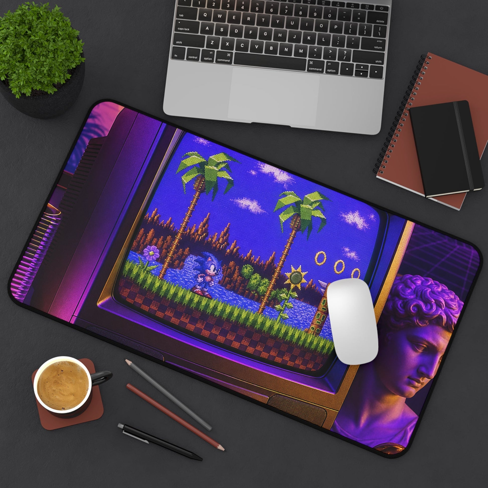 Retro Tv Playing Classic Game - Gaming Culture Gaming Desk Mat - Moikas