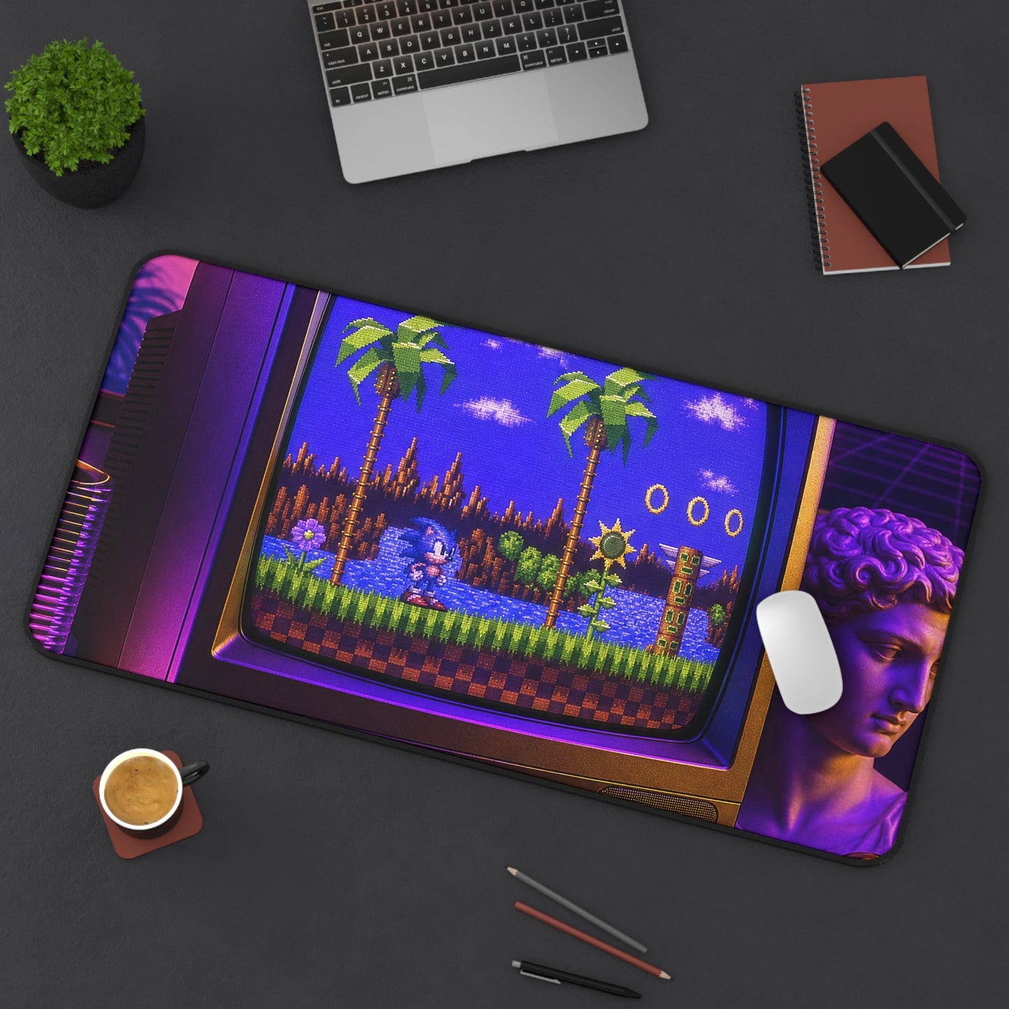 Retro Tv Playing Classic Game - Gaming Culture Gaming Desk Mat - Moikas