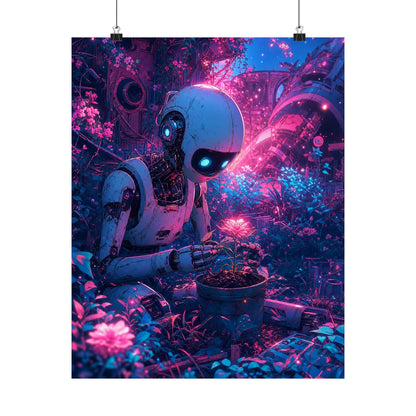 Robot In Junkyard Garden - Anime Manga Art Print (Matte Poster) - Moikas