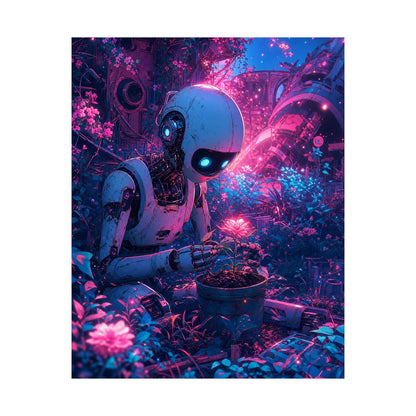Robot In Junkyard Garden - Anime Manga Art Print (Matte Poster) - Moikas