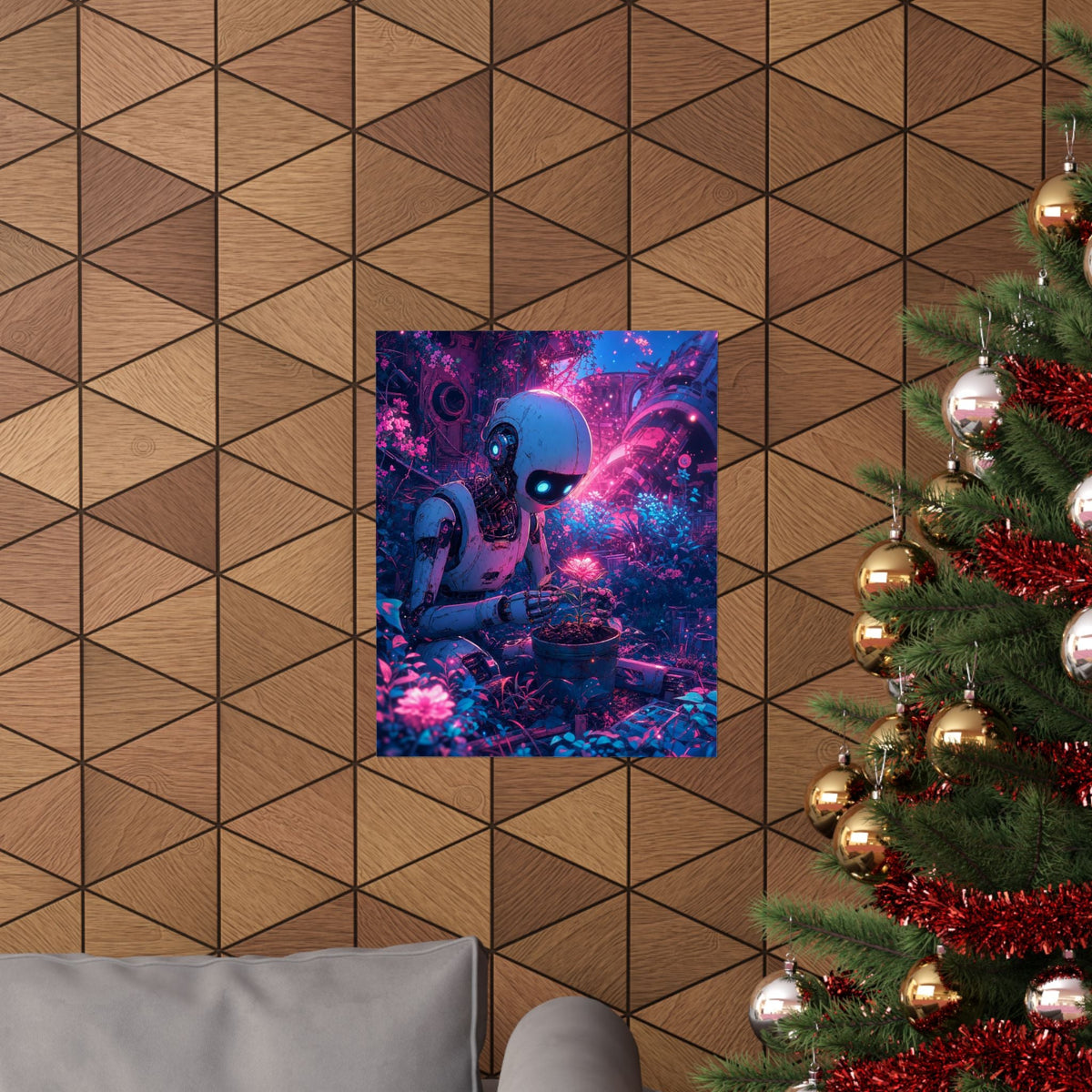 Robot In Junkyard Garden - Anime Manga Art Print (Matte Poster) - Moikas