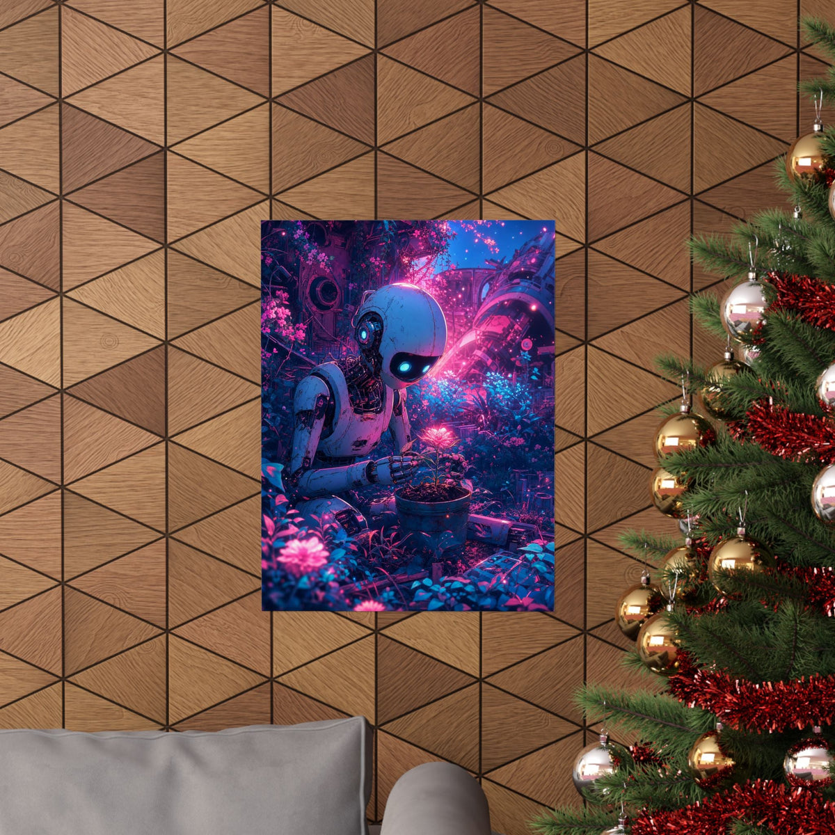 Robot In Junkyard Garden - Anime Manga Art Print (Matte Poster) - Moikas