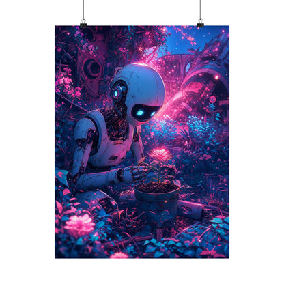 Robot In Junkyard Garden - Anime Manga Art Print (Matte Poster) - Moikas