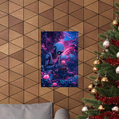 Robot In Junkyard Garden - Anime Manga Art Print (Matte Poster) - Moikas
