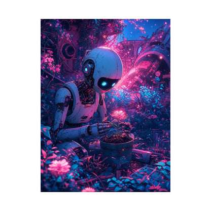Robot In Junkyard Garden - Anime Manga Art Print (Matte Poster) - Moikas