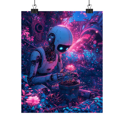 Robot In Junkyard Garden - Anime Manga Art Print (Matte Poster) - Moikas