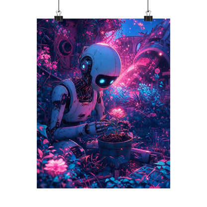Robot In Junkyard Garden - Anime Manga Art Print (Matte Poster) - Moikas