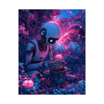 Robot In Junkyard Garden - Anime Manga Art Print (Matte Poster) - Moikas