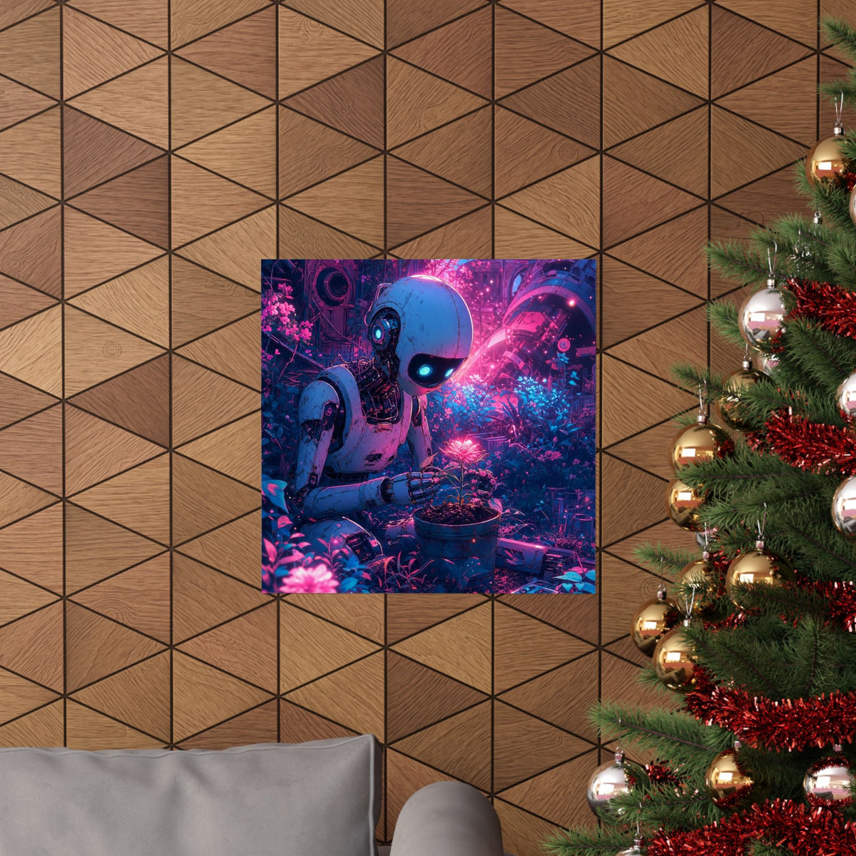 Robot In Junkyard Garden - Anime Manga Art Print (Matte Poster) - Moikas