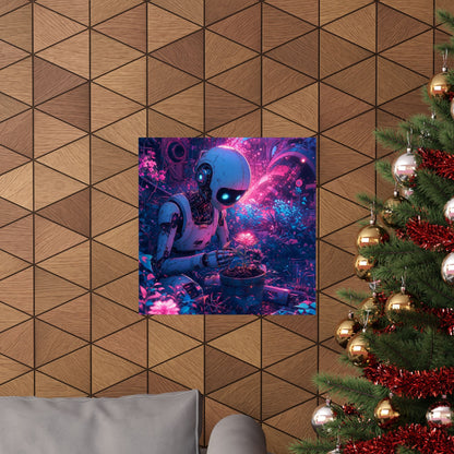 Robot In Junkyard Garden - Anime Manga Art Print (Matte Poster) - Moikas