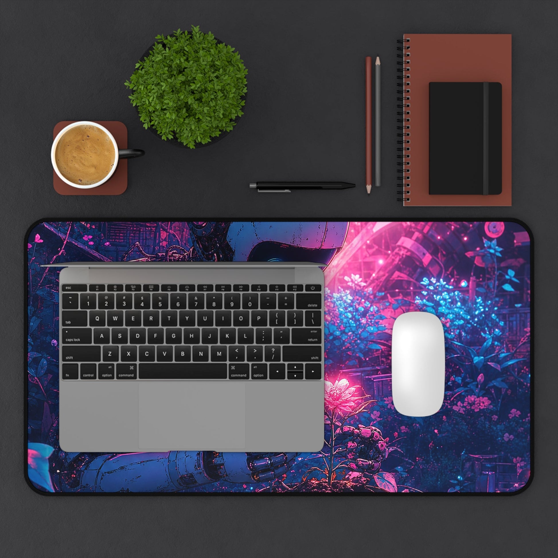 Robot In Junkyard Garden - Anime Manga Gaming Desk Mat - Moikas
